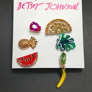 Betsey Johnson Multicolor Tropical Earrings Set